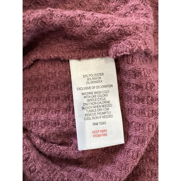 Artisan NY Womens Burgundy Waffle Knit Tunic With Crochet Sleeve Accents size XL - Picture 8 of 11